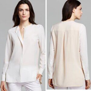 Vince Mandarin Collar Colorblock Silk Top Size 4 - 47825
